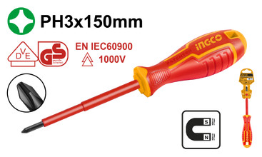 Отвертка диэлектрическая 1000В INGCO HISD81PH3150